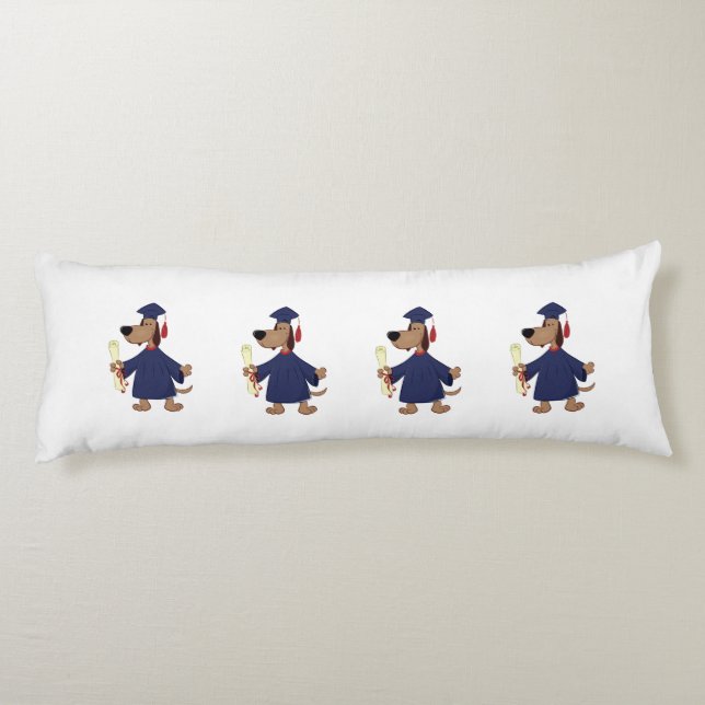 Coussins Longs Clipart de graduation de chien (Dos)