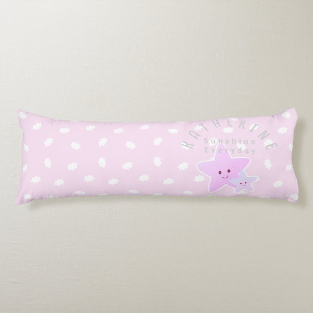 Coussins Longs Cloud Stars Bébé Pastel Rose (Devant)