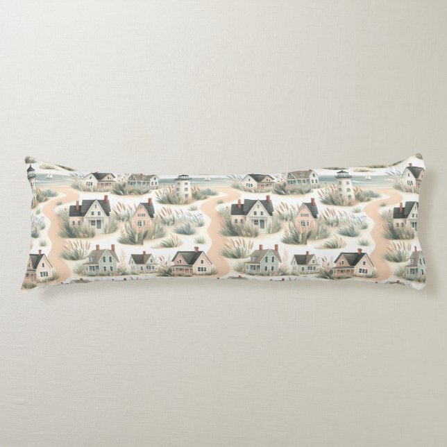 Coussins Longs Coastal Cottage Lighthouse Pattern (Devant)