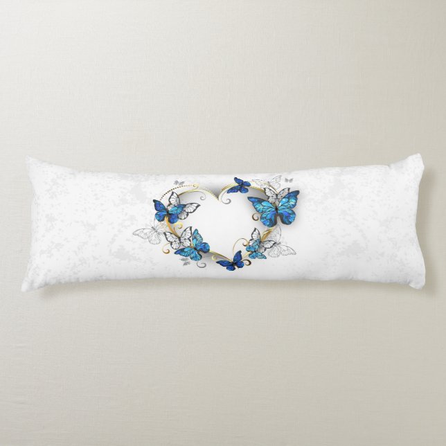 Coussins Longs Coeur bijoux avec papillons Morpho (Devant)