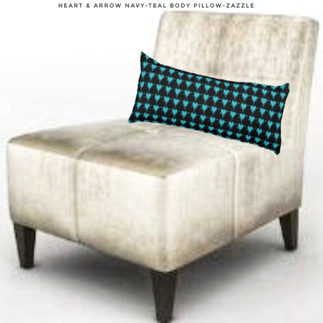 Coussins Longs Coeur et flèche - Turquoise de la marine (Créateur téléchargé)