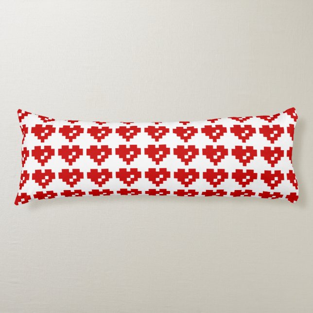 Coussins Longs Cœur Pixel 8 Bit Amour (Devant)