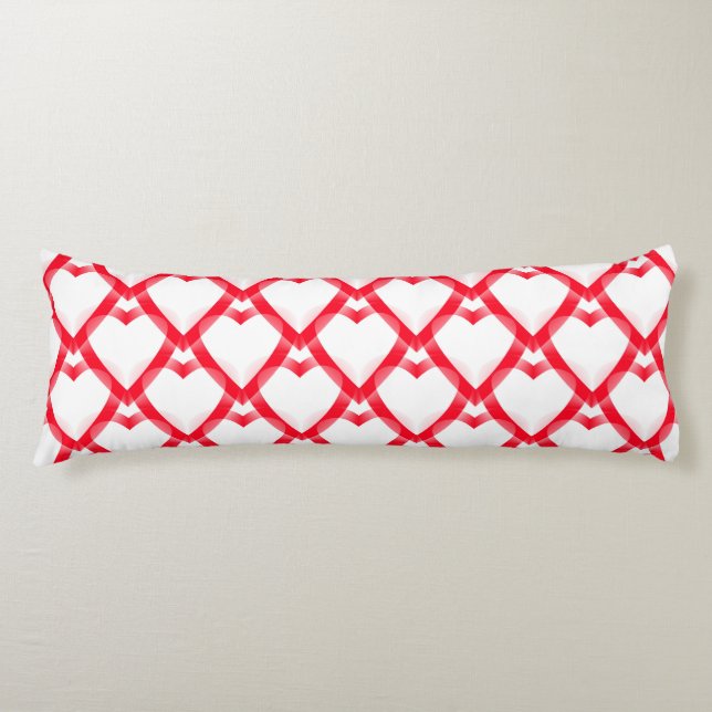 Coussins Longs Cœurs blancs rouges (Devant)
