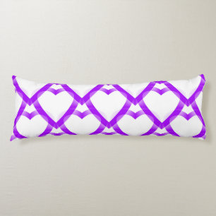 Coussins Longs Coeurs blancs violets
