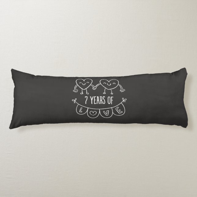 Coussins Longs Coeurs de calèche-cadeaux du 7e anniversaire (Devant)