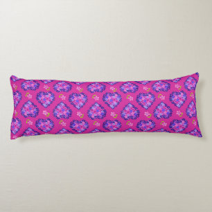 Coussins Longs Coeurs magenta chic et fleurs Corps Oreiller