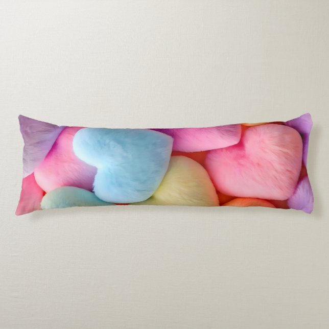 Coussins Longs Coeurs Pastel Plush Lancer Oreiller (Devant)