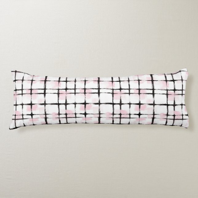 Coussins Longs Cœurs rayures noires rose (Devant)
