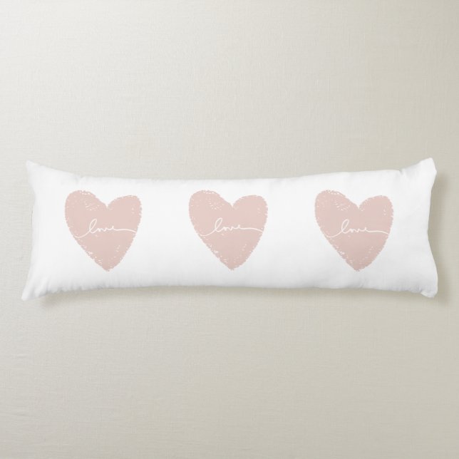 Coussins Longs Coeurs Roses D'Amour (Devant)