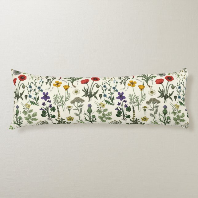 Coussins Longs Collage de fleurs sauvages (Devant)