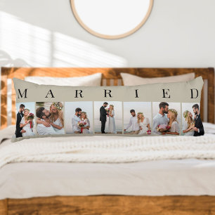 Coussins Longs Collage de photos 7 photo Natural et noir MARIÉ