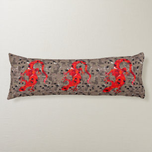 Coussins Longs Collage Lézard Rouge