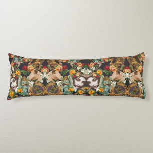 Coussins Longs Collage vintage Retro avec dentelle et fleurs