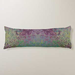 Coussins Longs Colorful Alcohol Ink, Green and Burgundy Abstract