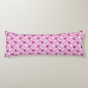 Coussins Longs Conception botanique florale à l'aquarelle rose B