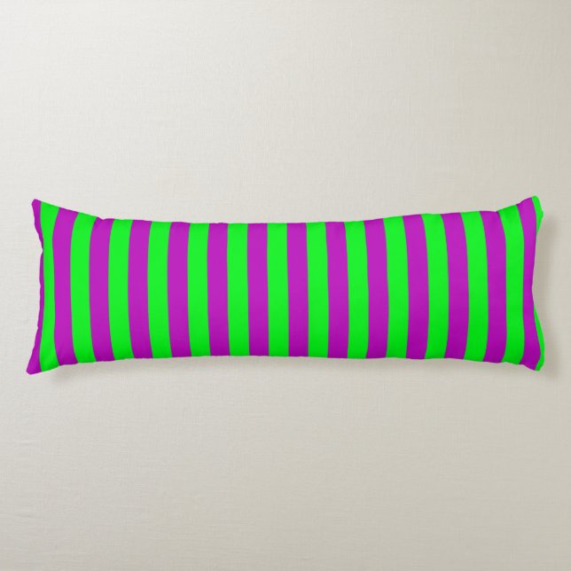 Coussins Longs Conception de bandes violettes et vertes (Devant)