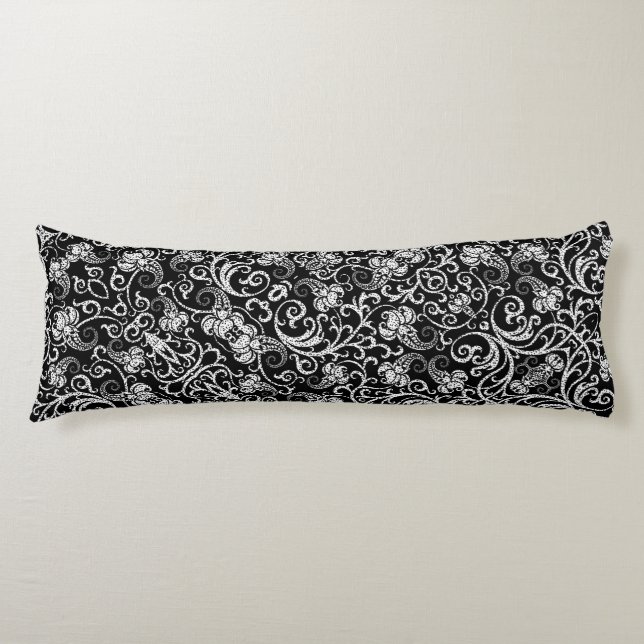 Coussins Longs Conception de fleurs de dalmatien noir mignon (Devant)