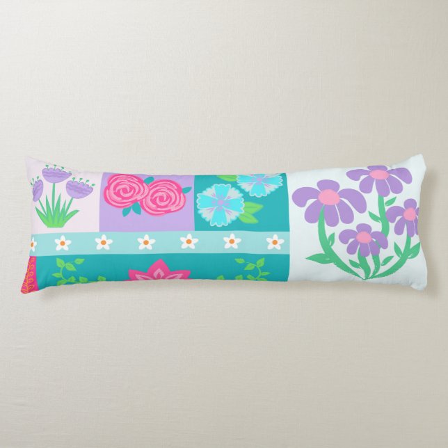 Coussins Longs Conception de fleurs vibrantes en fleurs (Devant)