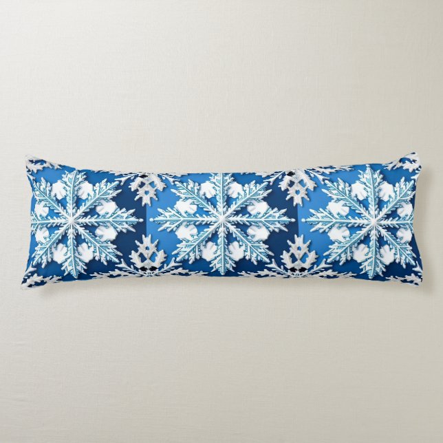 Coussins Longs Conception de flocon de neige bleu complexe  (Devant)