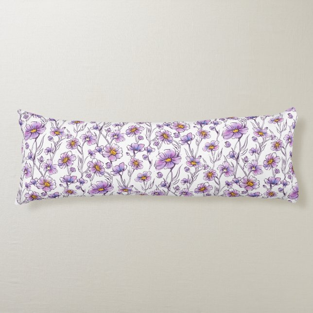 Coussins Longs Conception de motif botanique de fleur sauvage vio (Devant)