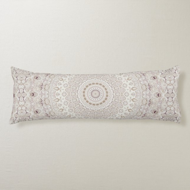 Coussins Longs Conception de motif mandala beige et taupe (Devant)