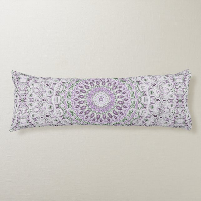 Coussins Longs Conception de motif mandala lavande et vert (Devant)