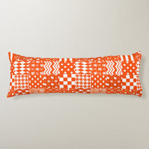 Coussins Longs Conception de Patchwork Motif mixte orange blanc