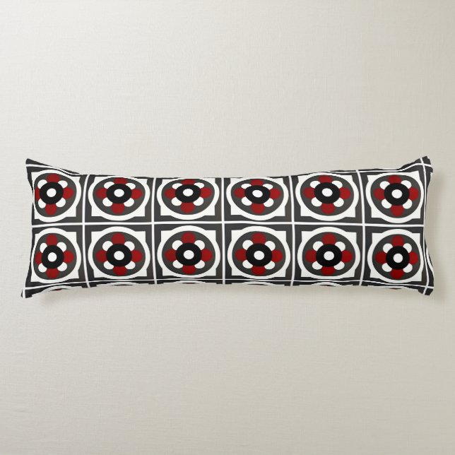 Coussins Longs Conception géométrique Abstraite avec rouge, noir  (Devant)