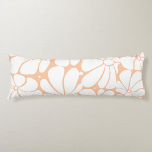 Coussins Longs Conception graphique de fleur blanche rétro 70s Pe