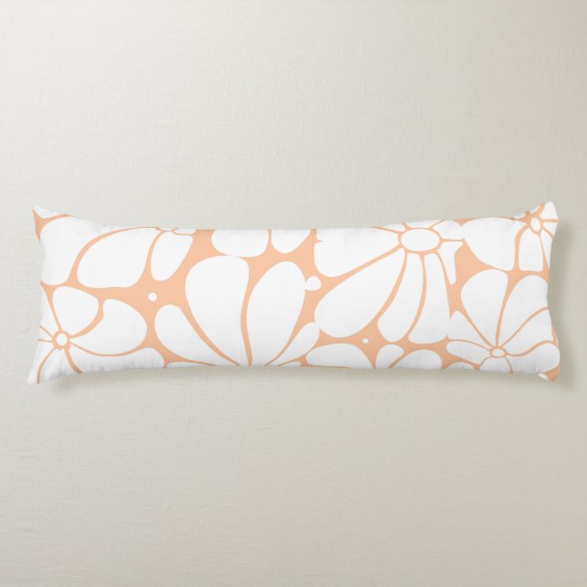 Coussins Longs Conception graphique de fleur blanche rétro 70s Pe (Devant)