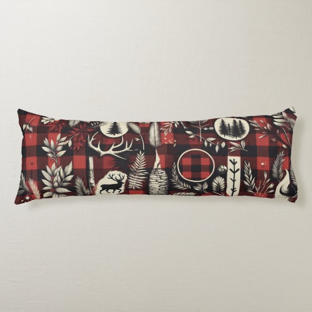 Coussins Longs Confort de chalet douillet – Plaid de buffle rouge (Devant)