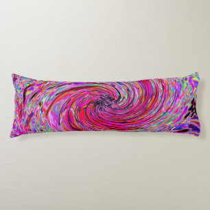 Coussins Longs Cool Abstrait rétro rose chaud et rouge floral tor