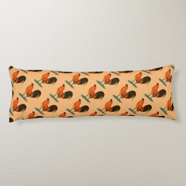 Coussins Longs Coq de combat Ginger Rouge (Dos)