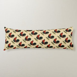 Coussins Longs Coq Rouge Noir BB Jeu Américain