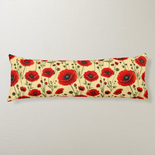 Coussins Longs Coquelicots Rouges Décoration d'Intérieur Style Co
