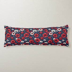 Coussins Longs Coquelicots rouges et blancs vibrants