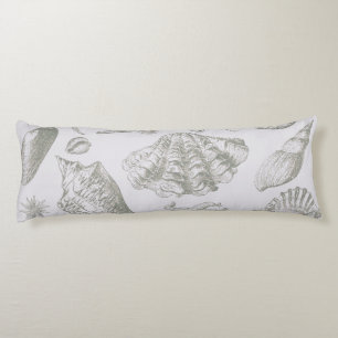 Coussins Longs Coquillage gris sauge doux croquis Antique Nature