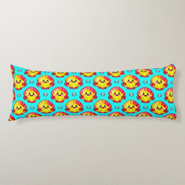 Coussins Longs Coquilles et crabes souriants colorés (Devant)