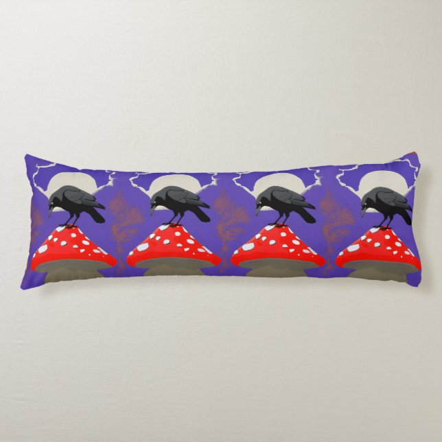 Coussins Longs Corbeau Mystique Gothique (Devant)