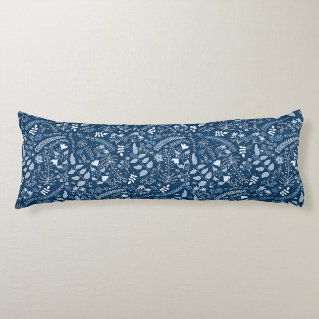 Coussins Longs Couleur bleu classique de l'année | Boho Floral (Devant)