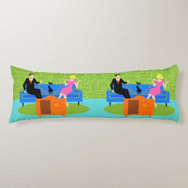Coussins Longs Couple rétro avec oreiller pour corps de chat (Devant)
