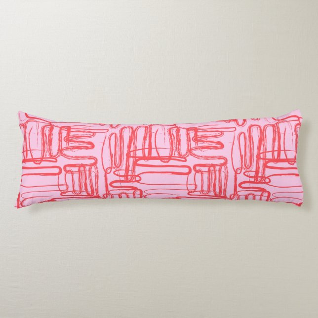 Coussins Longs Courbe Rose Gribouillis Abstrait Moderne (Devant)