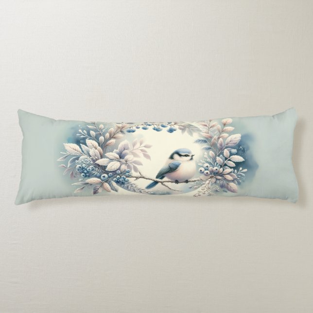 Coussins Longs Couronne de baies de merlebleu d'hiver (Devant)
