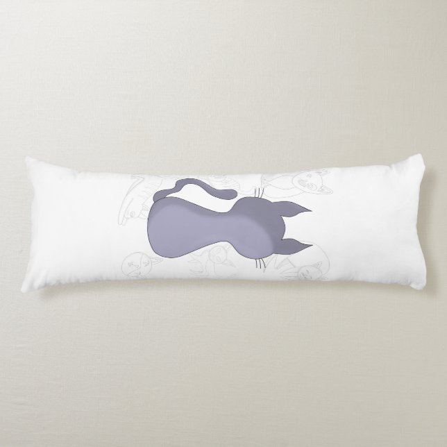 Coussins Longs Couvercle arrière de couette de chat timide (Devant)