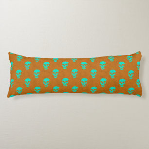 Coussins Longs Crâne anatomique grungy À petits pois vert orange