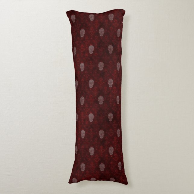 Coussins Longs Crânes victoriens tombés Rouge (Devant (Vertical))