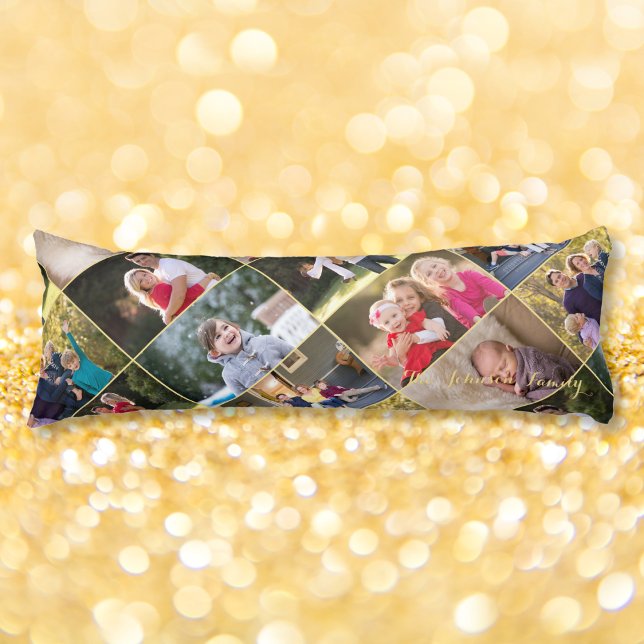 Coussins Longs Créez Votre Propre Collage de 14 Photos Personnali (Create Your Own Personalized 14 Photo Collage Chic Body Pillow)