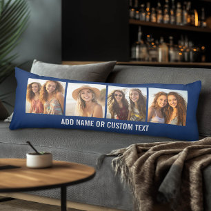 Coussins Longs Créez votre propre Instagram Collage Navy 4 Photos