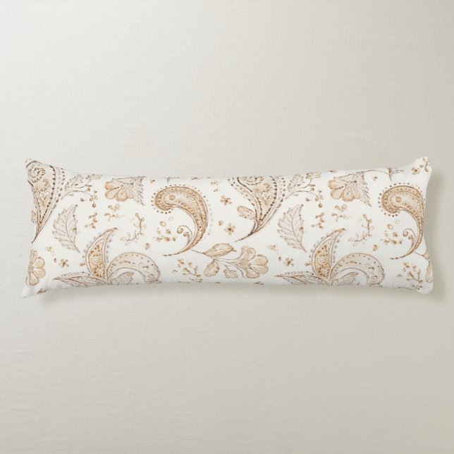 Coussins Longs Crème Marron Bohème Bohémien (Devant)