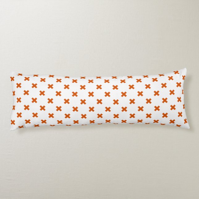 Coussins Longs Crochets orange sur blanc (Dos)
